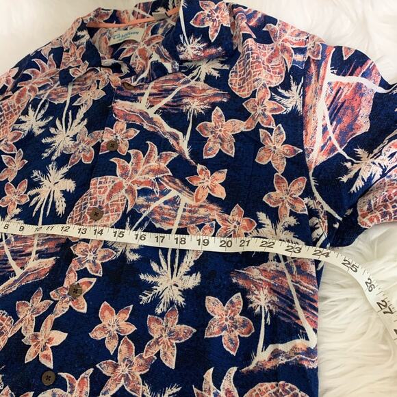 Caribbean Silk Tropical Short Sleeve Button Front Hawaiian Shirt Size XL Floral - Picture 7 of 8